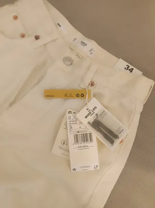 Pantalón vaquero Mango beige / blanco Talla 34