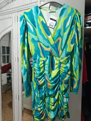 Vestido estampado mangas largas