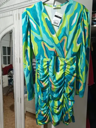 Vestido estampado mangas largas