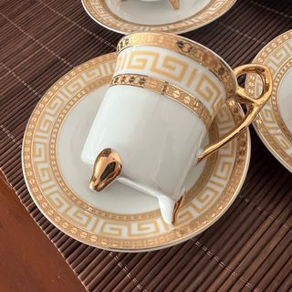 Juego de té porcelana oro y blanco
