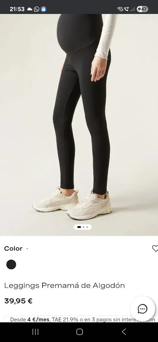 Leggings Premamá Algodón Negro