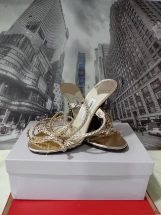 Zapato-Sandalias Jimmy Choo Doradas y Plateadas