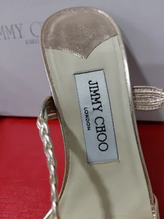 Zapato-Sandalias Jimmy Choo Doradas y Plateadas