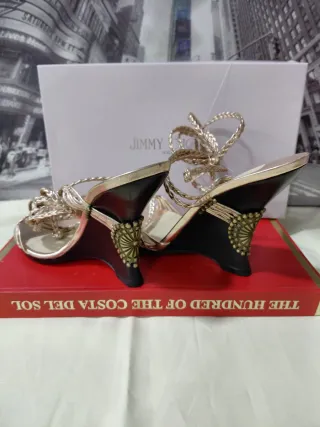 Zapato-Sandalias Jimmy Choo Doradas y Plateadas