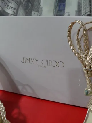 Zapato-Sandalias Jimmy Choo Doradas y Plateadas