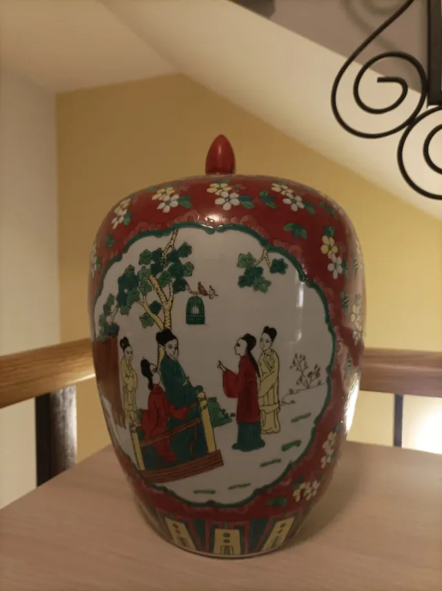 Jarrón Chino Cerámica Multicolor