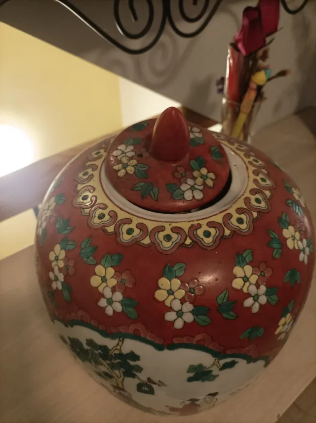 Jarrón Chino Cerámica Multicolor