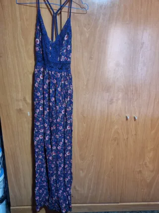 Vestido largo floral azul