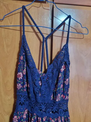 Vestido largo floral azul