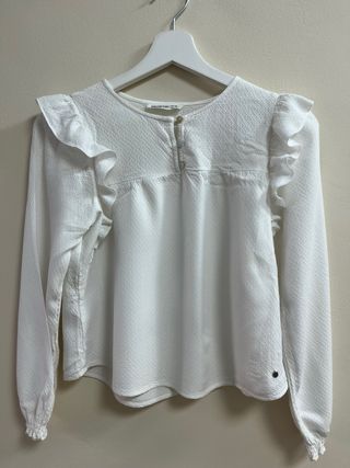 Blusa blanca niña manga larga