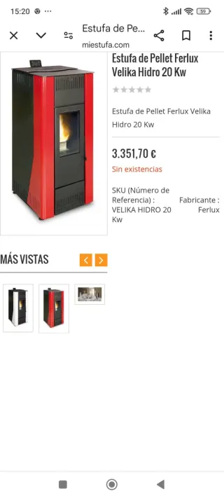 Hidroestufa de pellets negra y roja