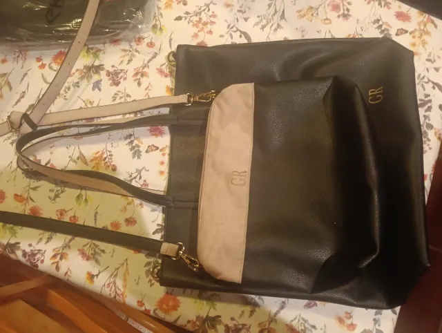 Bolso Piel y Ante George Rech Negro y rosa