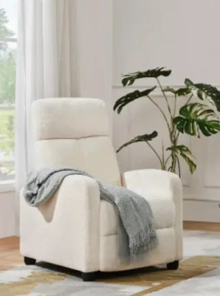 Sillón Reclinable Bouclé Marfil · NUEVO ·