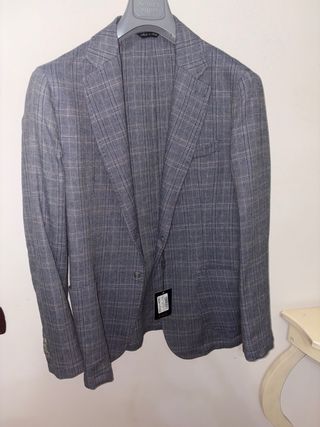 Giacca Kennet Street blu e grigia a quadri