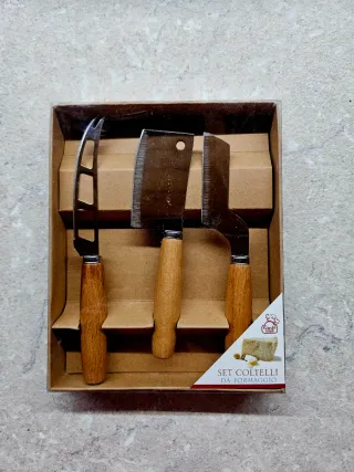 Set 3 Coltelli Formaggio Legno Acciaio