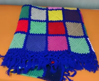 Coperta lana fatta a mano  patchwork vintage