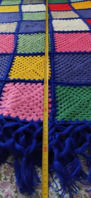 Coperta lana fatta a mano  patchwork vintage