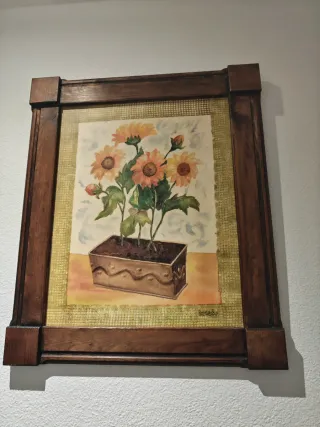 Cuadro de flores en maceta