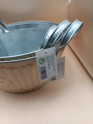 Set 3 Macetas Metal Decoradas Flores