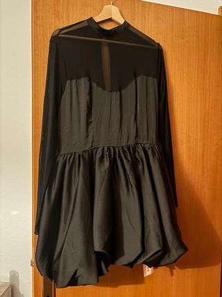 Vestito tulle e raso nero