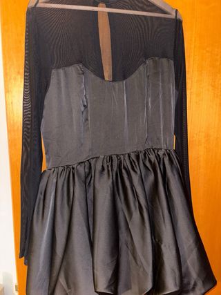 Vestito tulle e raso nero