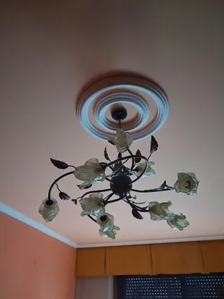 Lámpara de techo floral metal y cristal