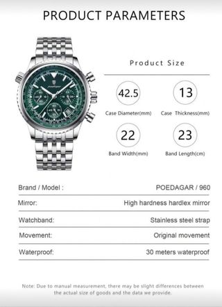 Reloj Poedagar Verde Militar Cronógrafo