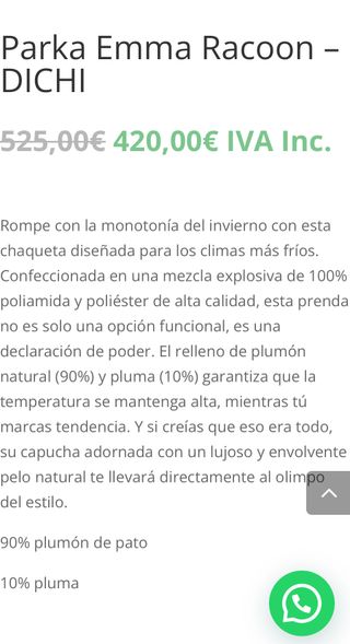 Parka DICHI Plumas Emma Racoon costo 645 euros