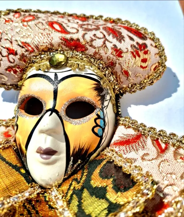 Maschera Veneziana Decorativa Oro e Arancio