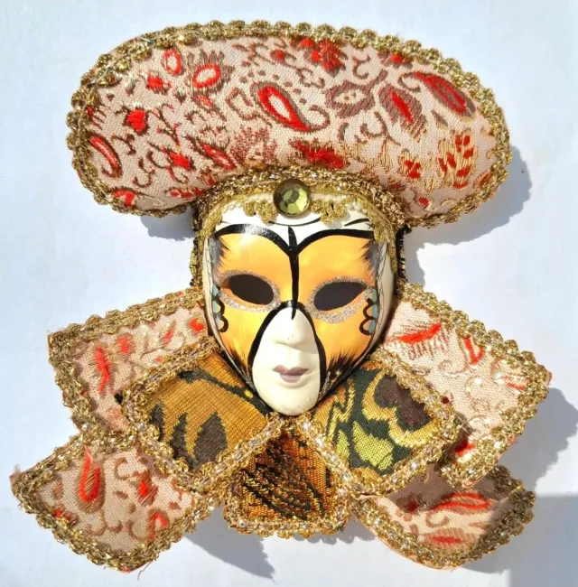 Maschera Veneziana Decorativa Oro e Arancio