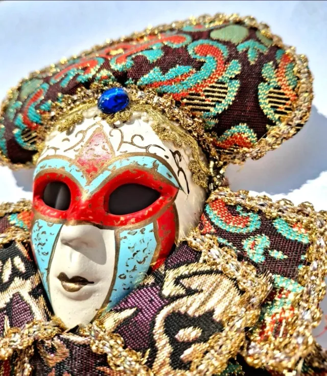 Maschera Veneziana Decorativa Oro e Arancio