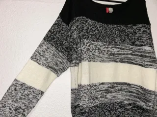 Jersey H&M Rayas Negro Gris Blanco