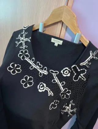 Jersey ZENDRA PARIS Negro Bordado Talla 48