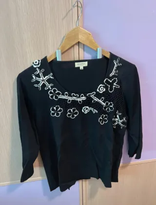 Jersey ZENDRA PARIS Negro Bordado Talla 48