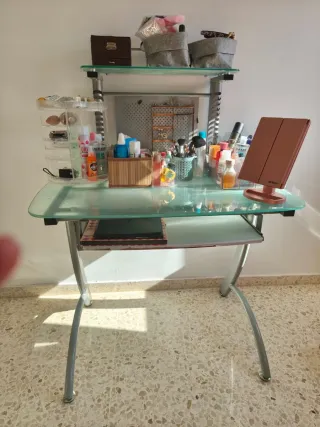 Mesa escritorio cristal y metal