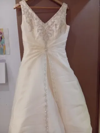 Vestido de Novia Beige con Pedrería