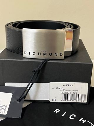 Cintura John Richmond Pelle Nera Fibbia Argento