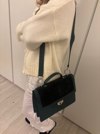 Borsa a mano in pelle e pelo