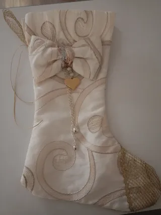 Calza befana sartoriale beige e oro