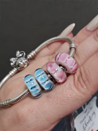 Charms Cristal Murano Orquídea plata 925