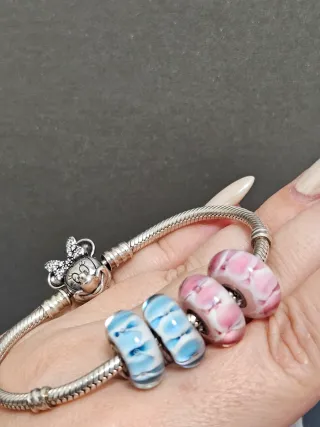 Charms Cristal Murano Orquídea plata 925