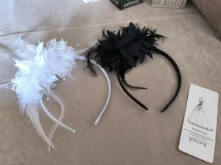 Tocado de fiesta blanco y negro