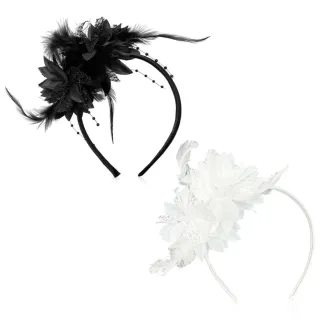 Tocado de fiesta blanco y negro