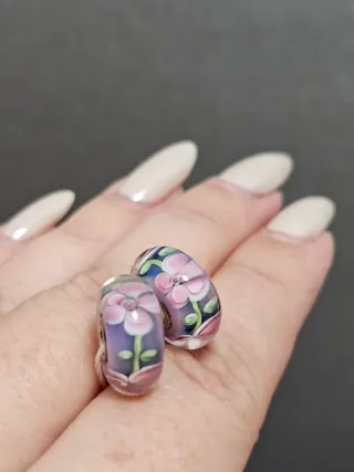 Abalorios Murano Flores Rosas y Moradas