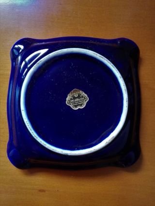 PLATO Y CENICERO DE BAEZA en AZUL COBALTO Y PLATA