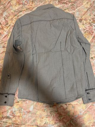 Camisa Bershka cuadros gris y blanco
