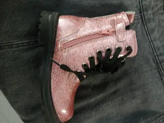 Botines brillantes niña rosa