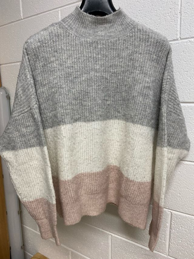 Maglione donna grigio e bianco
