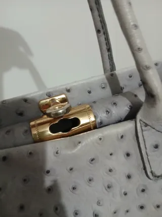 Borsa in pelle di struzzo grigia