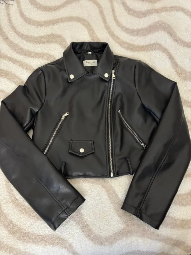 Giacca ecopelle nera taglia S/M